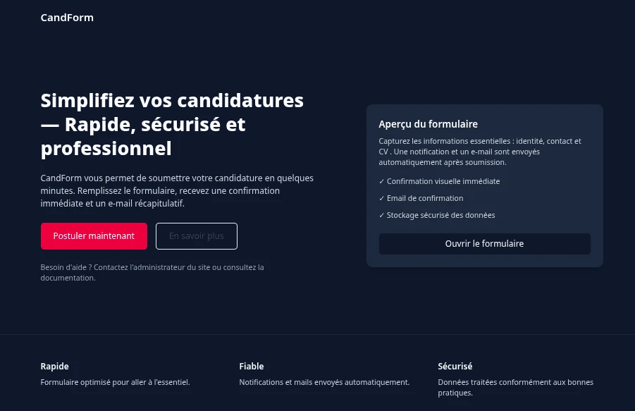 CandForm Screenshot